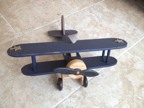 Hand-crafted large wood hanging airplane