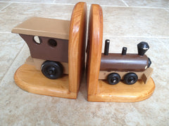 Bookends - hand-crafted wood train