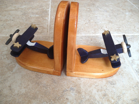 Bookends - hand-crafted wood airplane